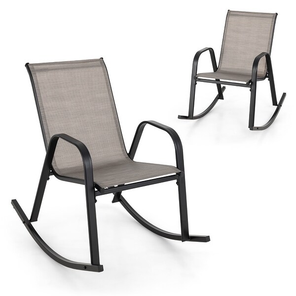 Gymax Set of 2 Metal Rocking Chair HeavyDuty Rocker Outdoor AntiSlip