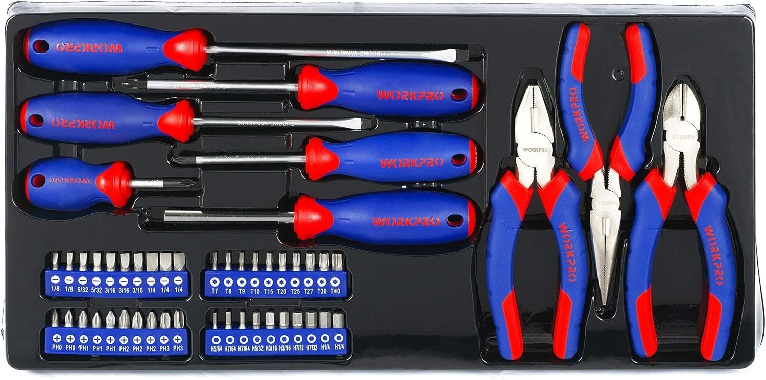 408-Piece Mechanics Tool Set, General Household Home Repair Tool Kit with 3-Drawer Heavy Duty Metal Box, Hand Tool Kit Set 1 Pack