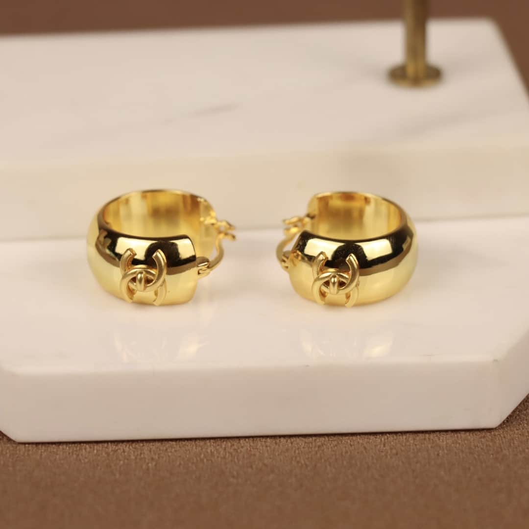 Chanel Cc Hoop Earrings