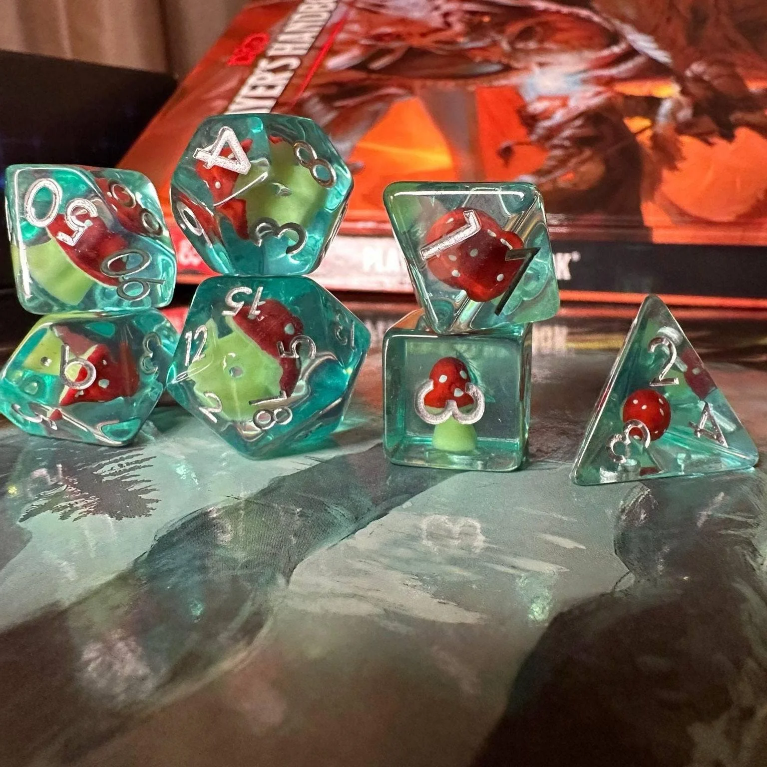 Mushroom Aqua Blue dice