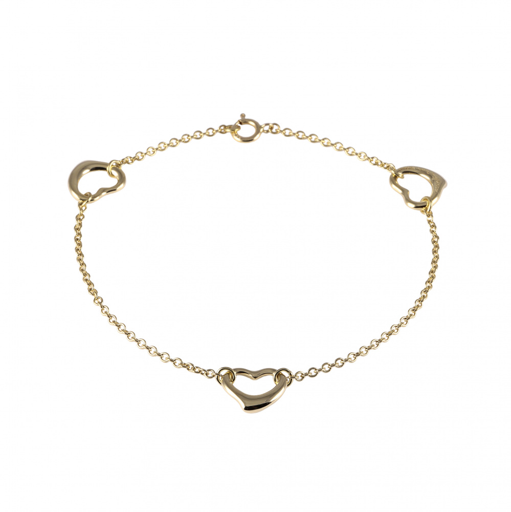 Tiffany & Co. Elsa Peretti Open Heart 3 Companies Bracelet 18K Yellow Gold