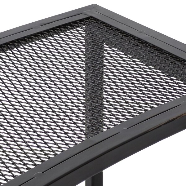 Sunnydaze Fire Pit Bench Black Mesh Steel 23 x 16 Inch