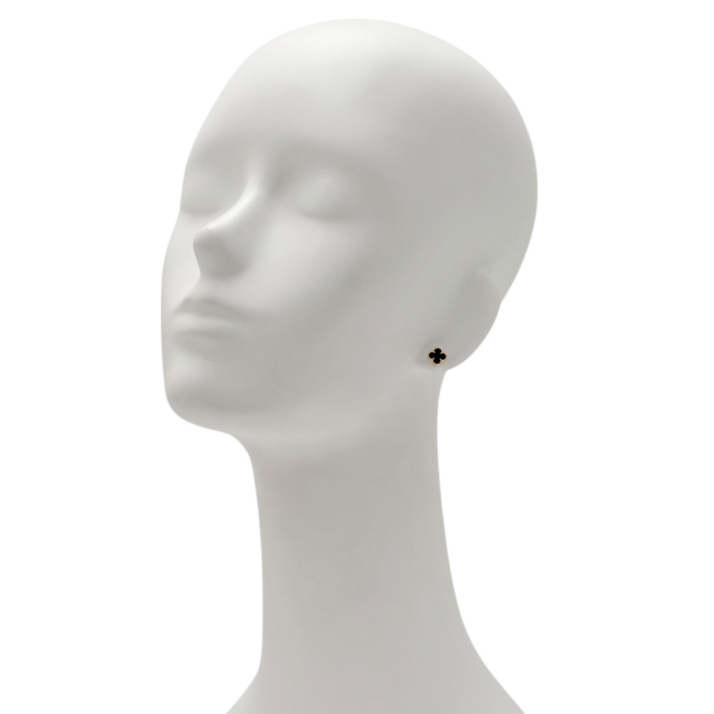 Van Cleef & Arpels Sweet Alhambra Earrings 18K Yellow Gold Onyx VCARA44900