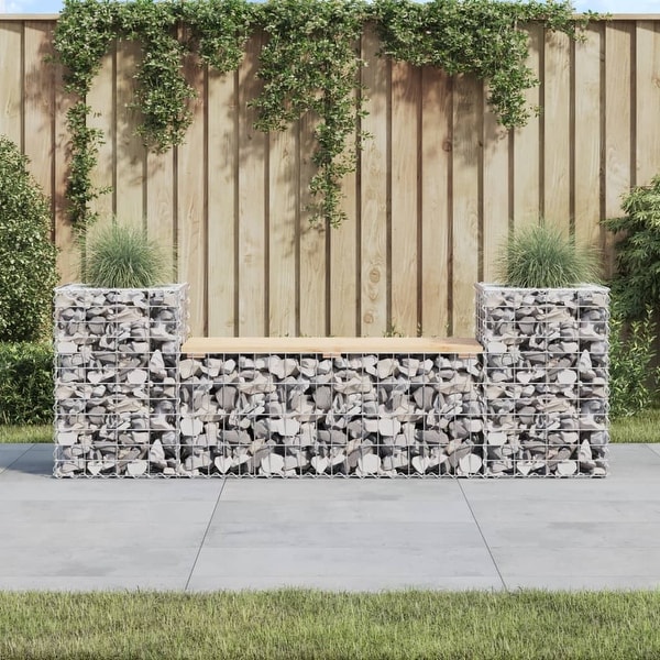 vidaXL Patio Bench Outdoor Park Bench Seating Gabion Design Solid Wood Pine