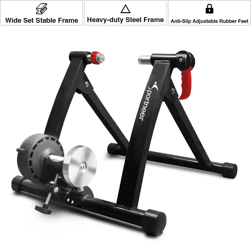 Sportneer Indoor Bike Trainer Stand – Magnetic Resistance Exercise Bike Mount with Quiet Operation and 6-Level Adjustability