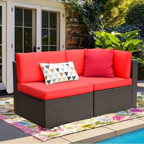 Furniwell 2piece Outdoor Sectional Sofa Patio Conversation Set for Small Area