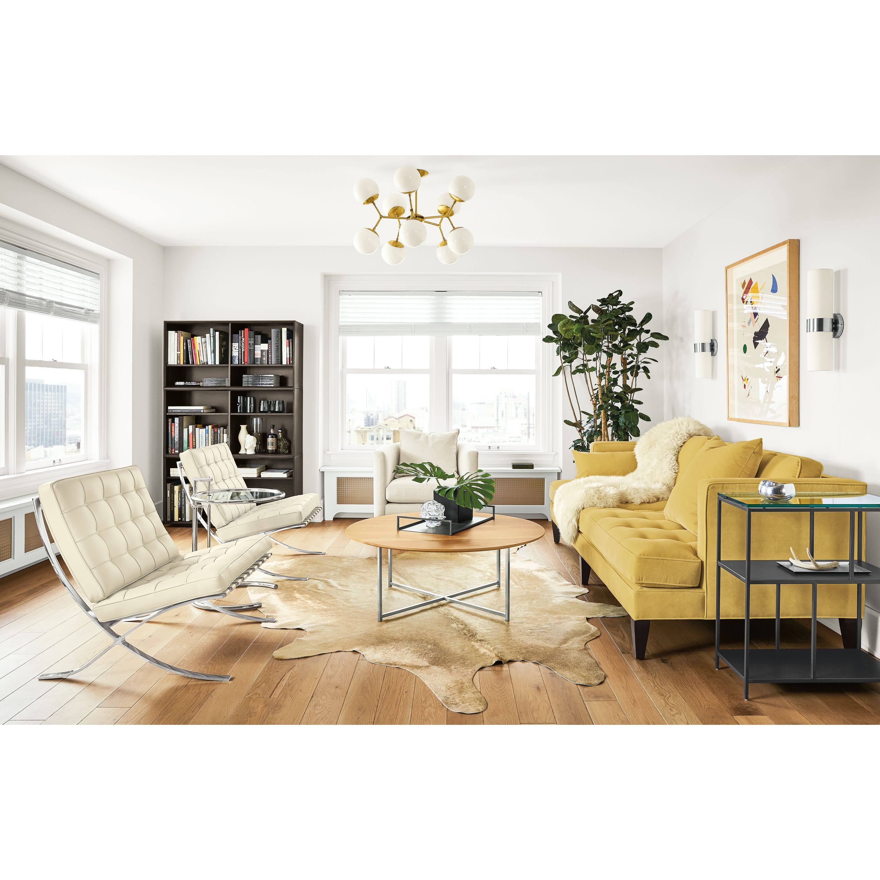 Room u0026 Board | Modern Bowen Console Table in Recycled Natural Steel 8D 32W 29h in White | White Tempered Glass Top
