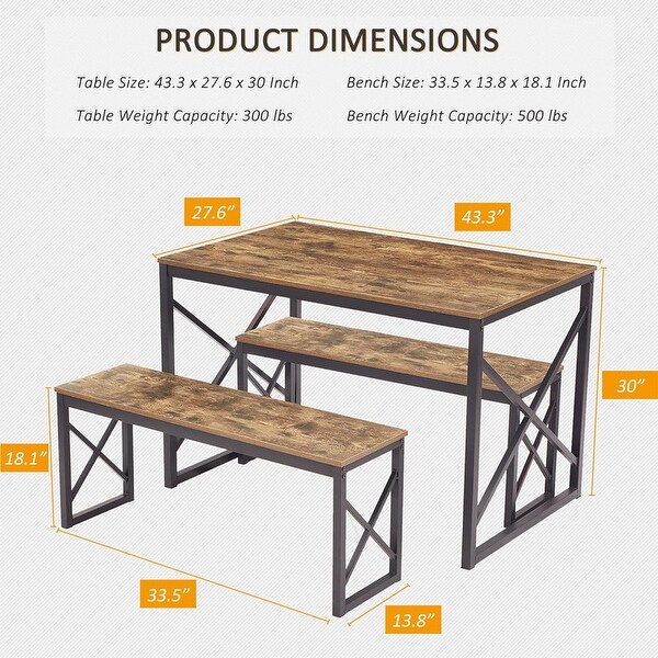 4 Person Dining Table Wooden Dining Room Set,43.3