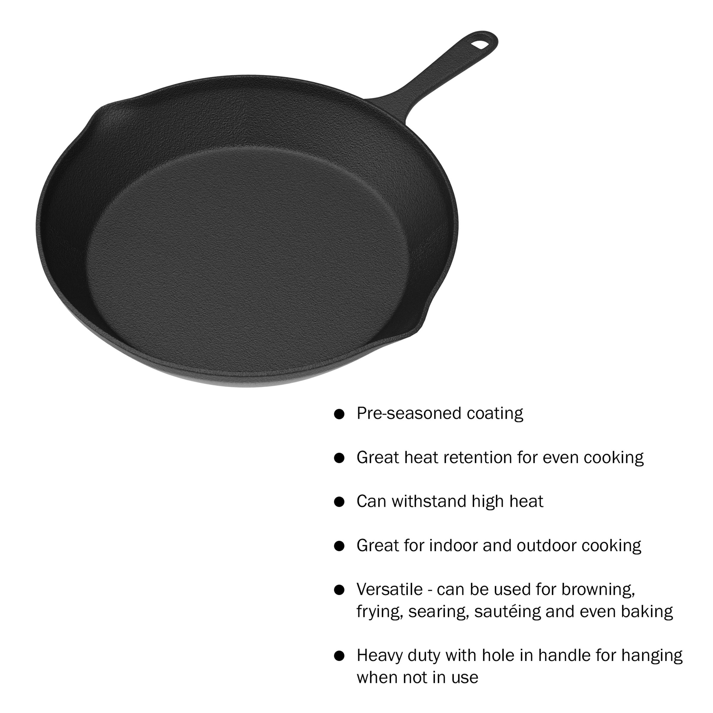 Frying Pans-Set of 3 Cast Iron Pre-Seasoned Nonstick Skillets in 10″, 8″, 6″ by Home-Complete