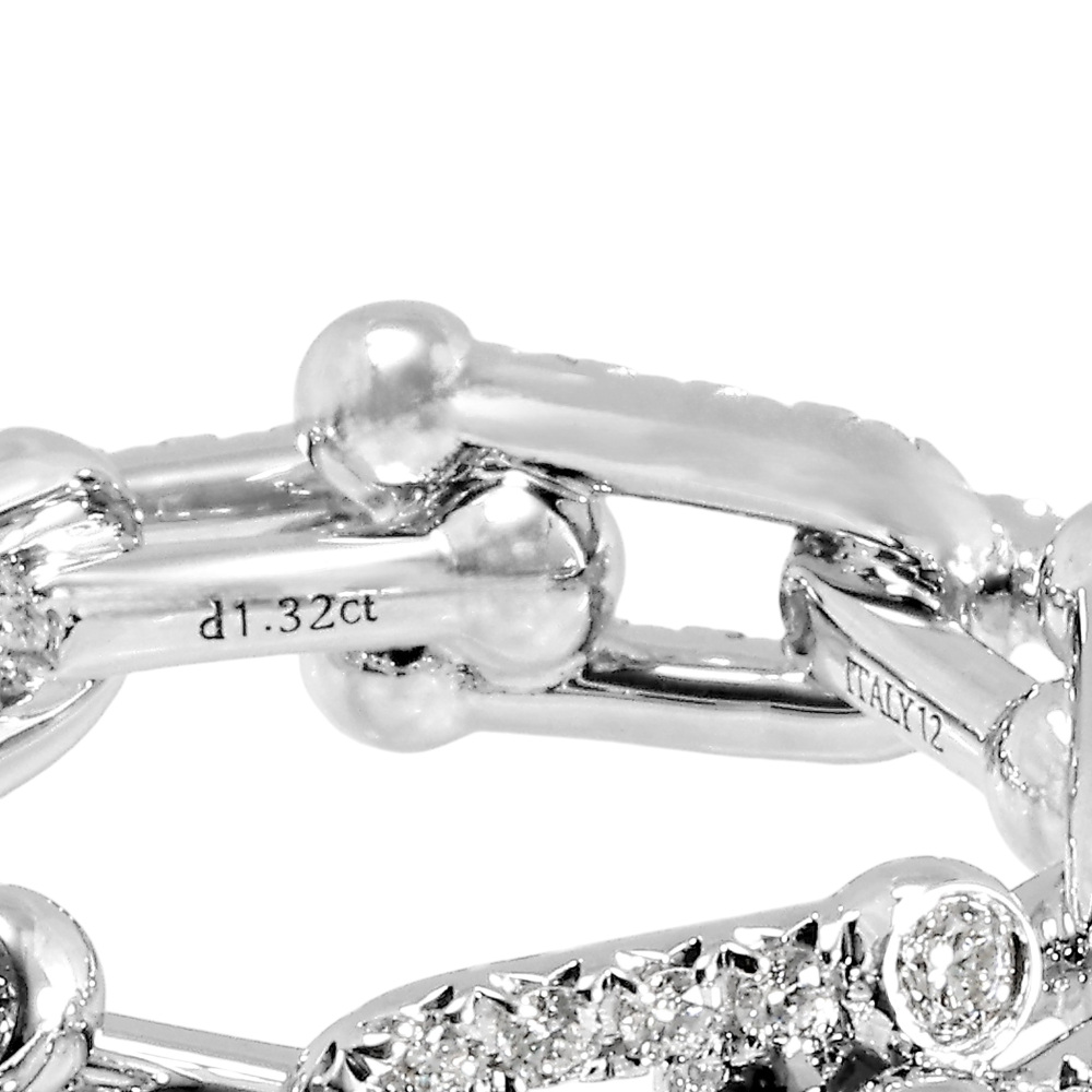 Tiffany & Co. Hardware Link Ring 18K White Gold Diamond 72671481