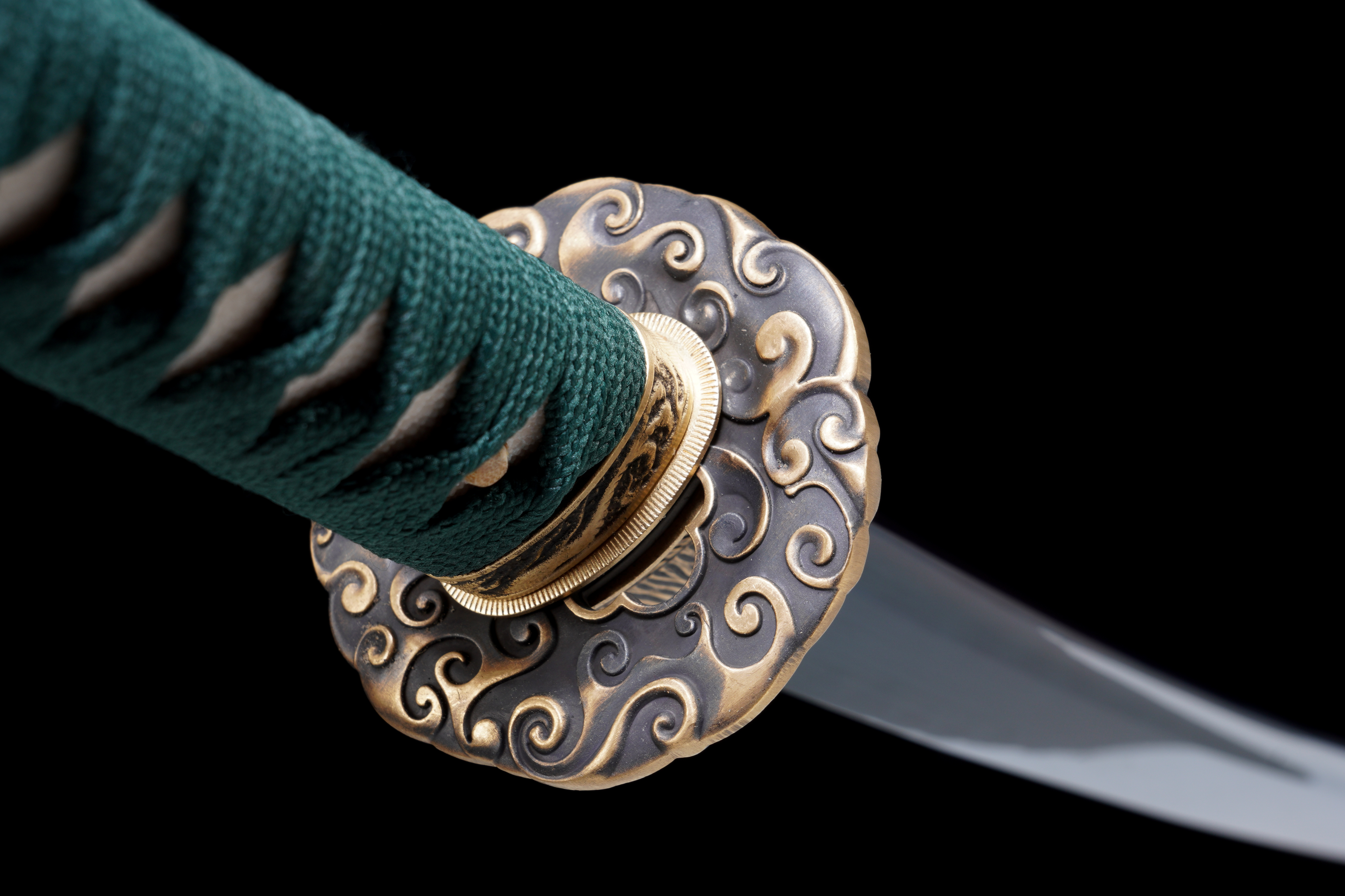 Handmade Katana T10 Steel Clay Tempered Blue Blade Azure Cloud Full Tang