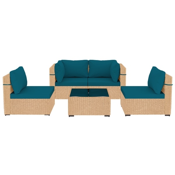 UPHA 5Piece Patio Furniture Wicker Sofa Set with Cushions