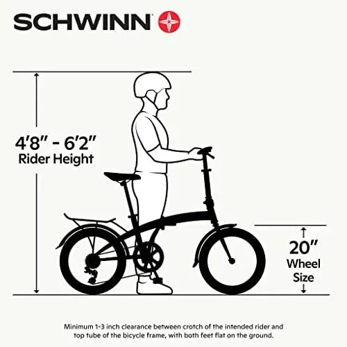 Schwinn Loop 7-Speed Folding Bike – 20″ Wheels, Step-Through Aluminum Frame, Rear Cargo Rack, Lightweight Commuter Design