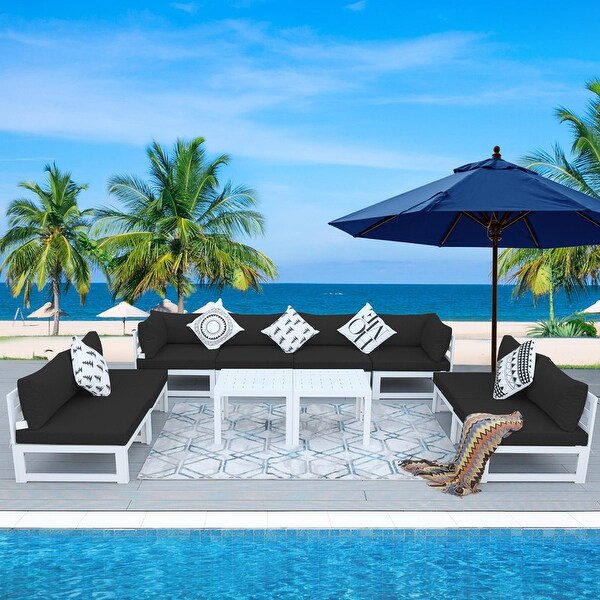Nicesoul White Aluminum Modern Patio Furniture Sectional Sofa Set with Cushion