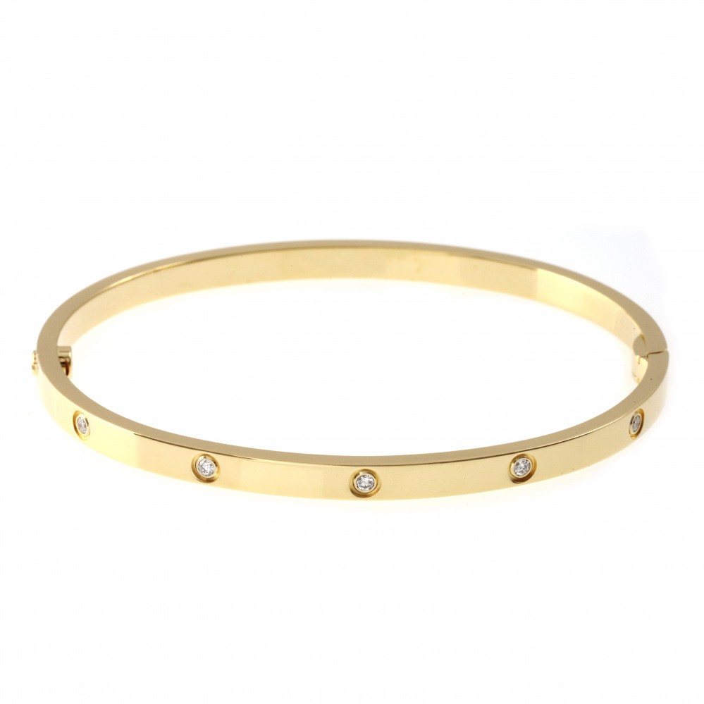 Cartier Love Sm Full Diamond #17 Bracelet 18K Yellow Gold
