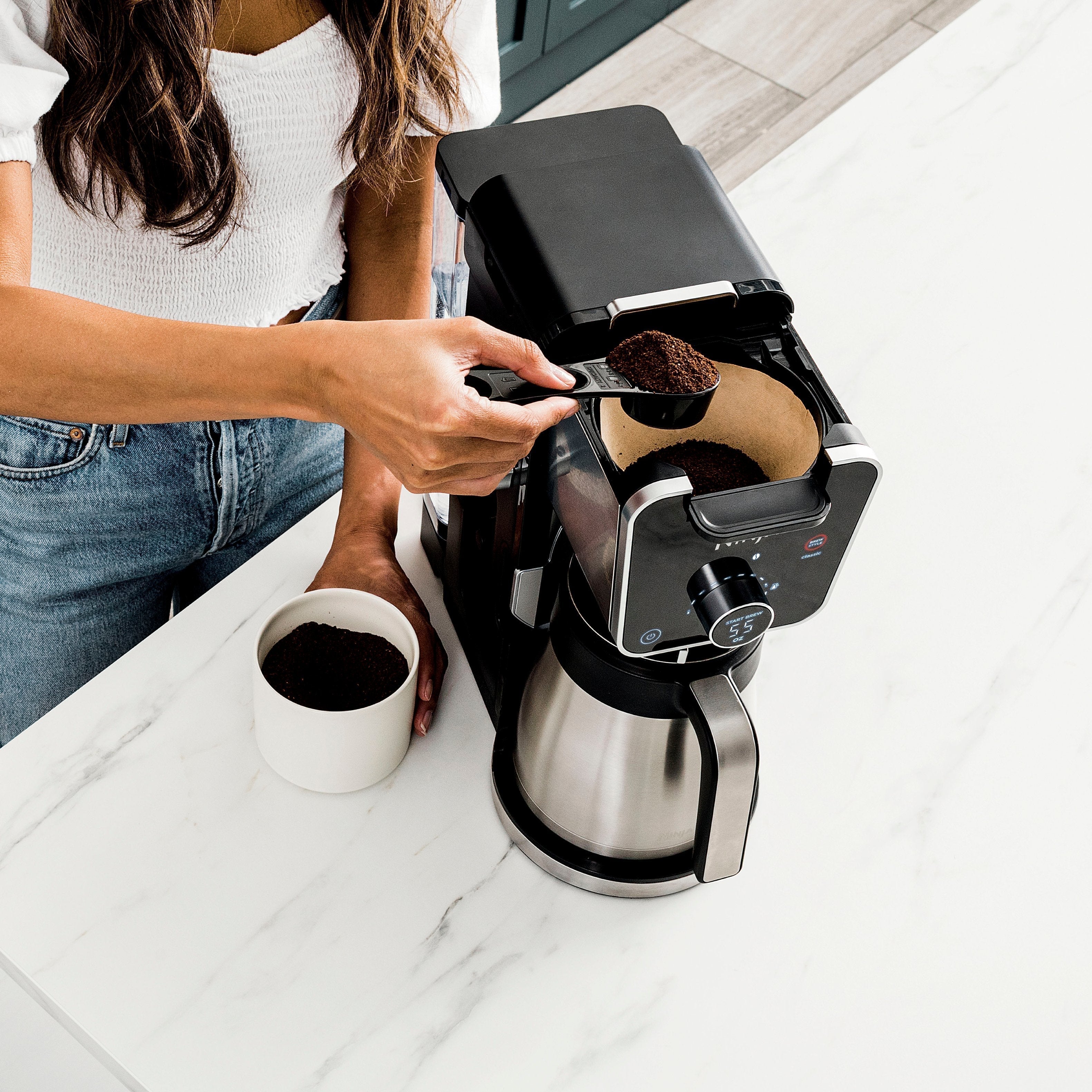 Ninja - DualBrew 12-Cup Specialty Coffee System with K-cup compatibility, 4 brew styles, and Frother - Black/Silver