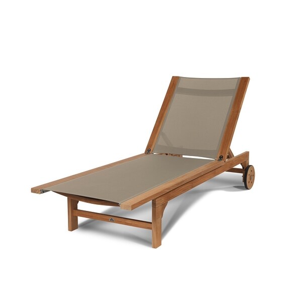 Elie Teak Outdoor Reclining Sun Lounger with Wheels