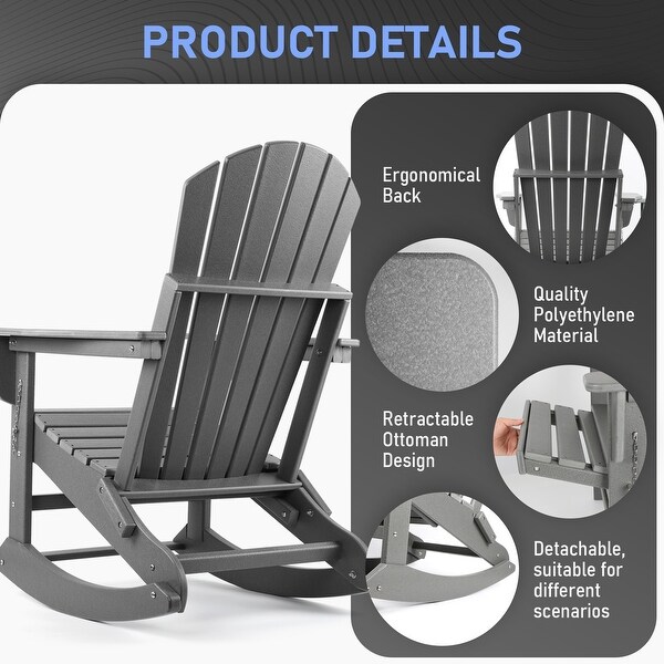 Vrakae Folding and Rocking Adirondack Chair with Ottoman