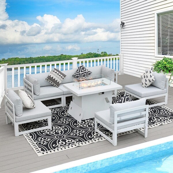 Nicesoul White Aluminum Modern Patio Furniture Sectional Sofa Set with Cushion