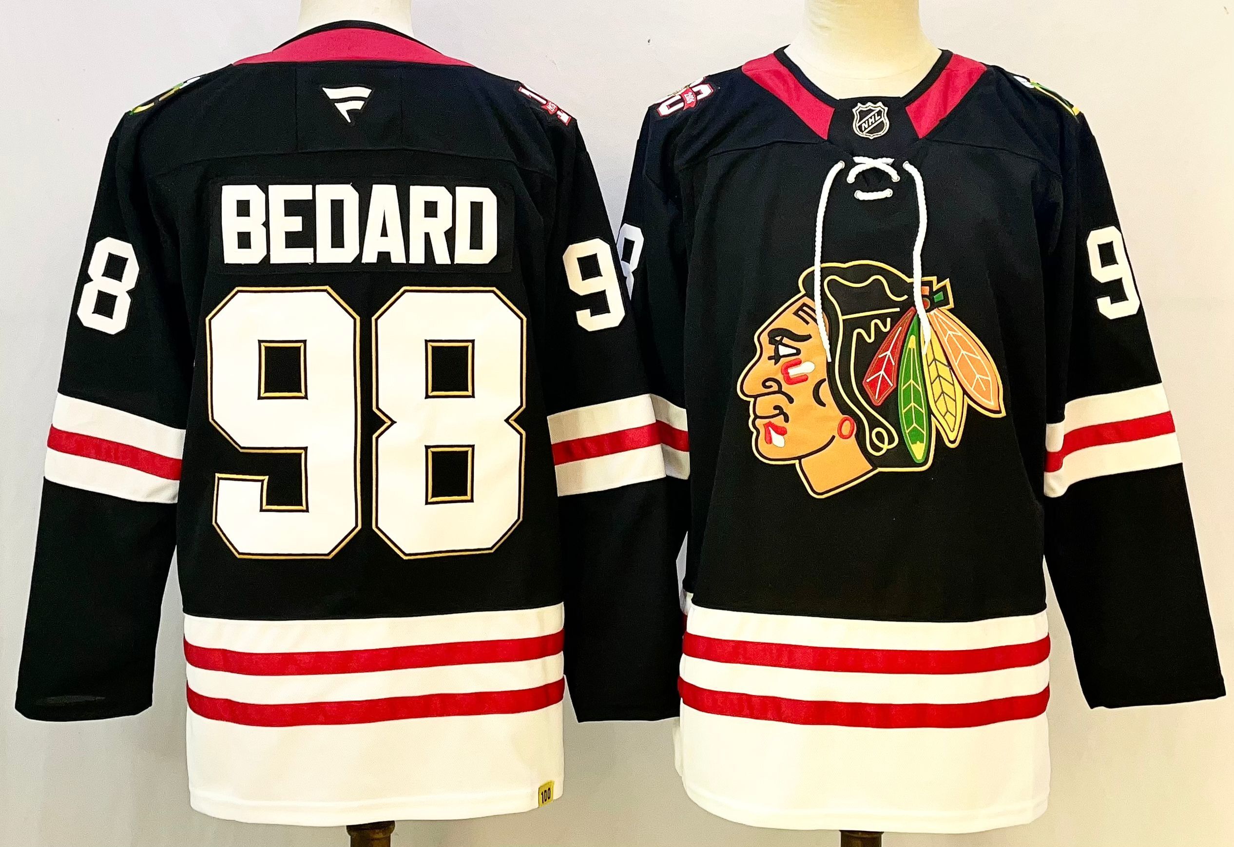 Men's Chicago Blackhawks Connor Bedard #98 Fanatics Black Premium Player Jersey