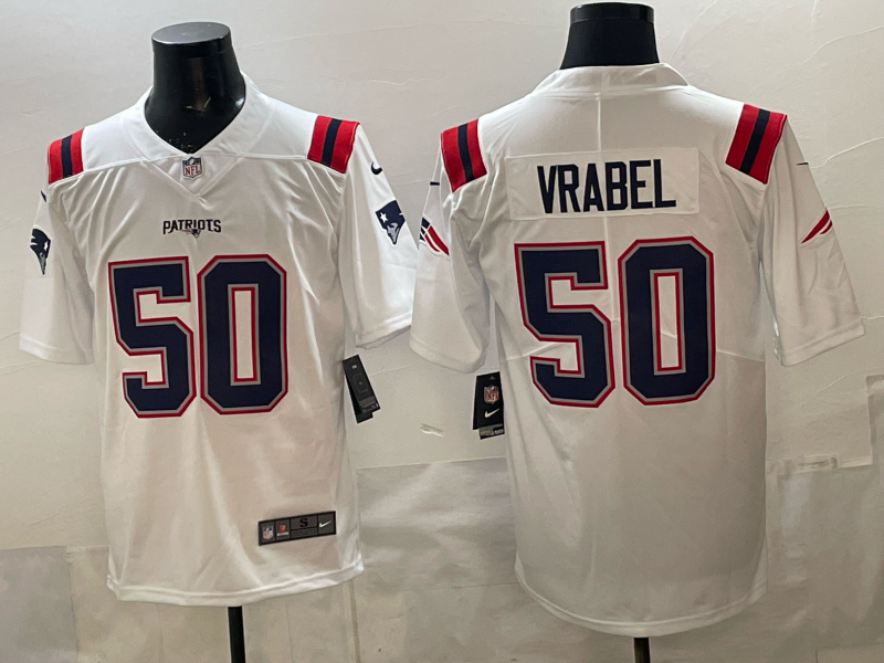Men's New England Patriots Mike Vrabel #50 White Game Player Jersey