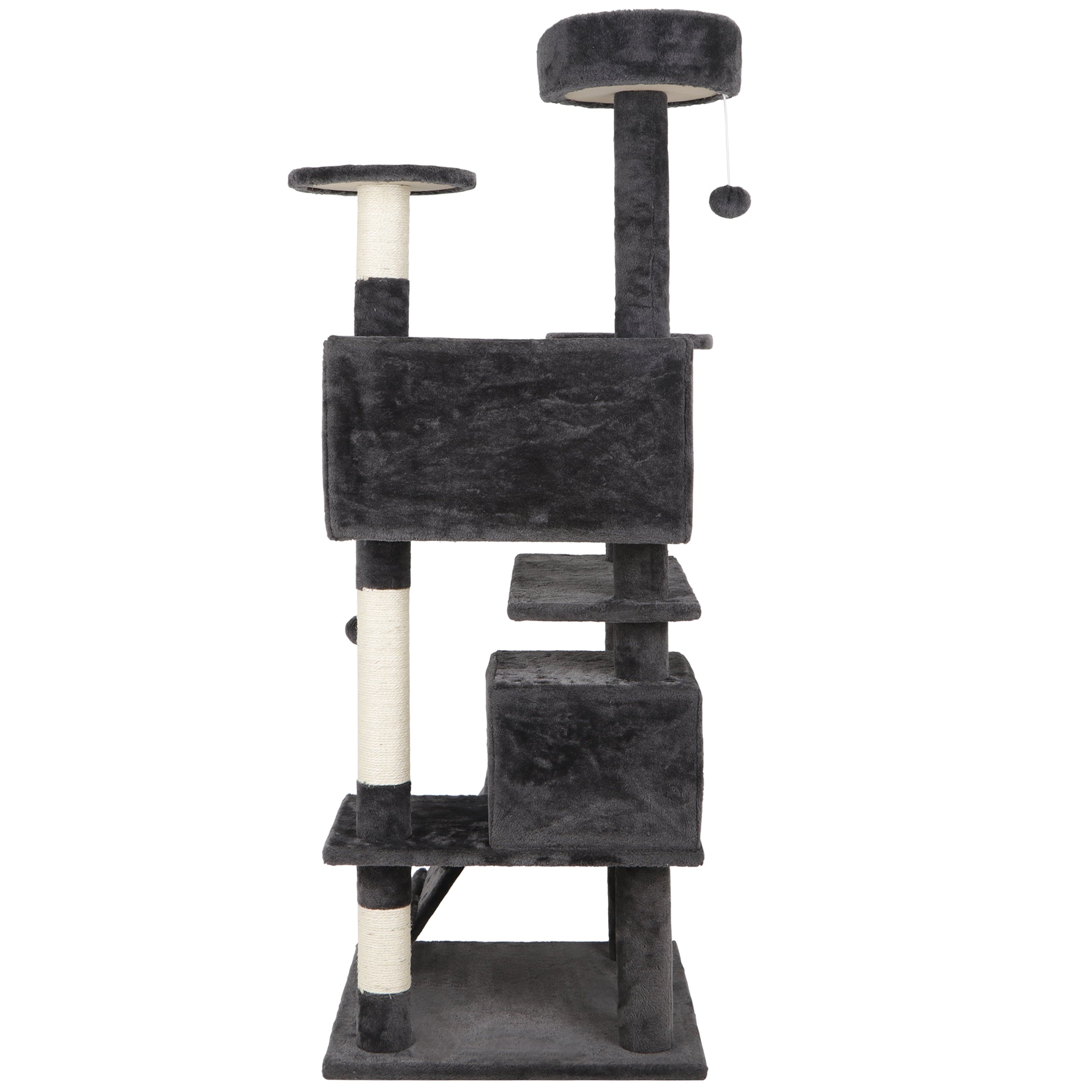 Zenstyle 53-in Cat Tree and Condo Scratching Post Tower, Dark Gray