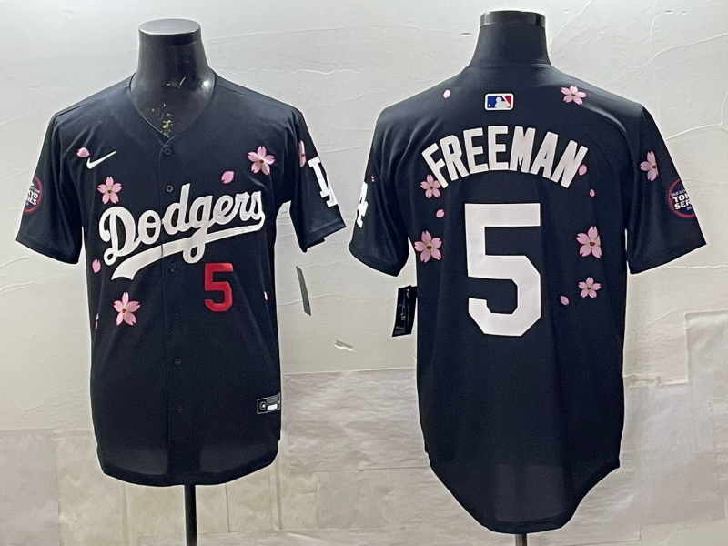 Men's Los Angeles Dodgers Freddie Freeman #5 Black Alternate Limited Jersey