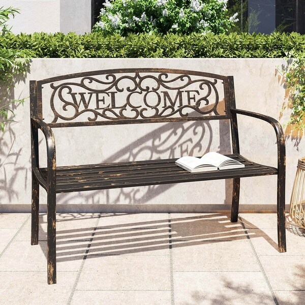 Belleze 50 Inch Blossoming Garden Decorative Patio Park Bench,Bronze