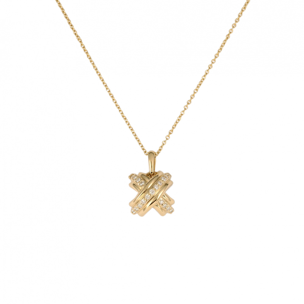 Tiffany & Co. Tiffany Signature K18YG Yellow Gold Necklace Diamond