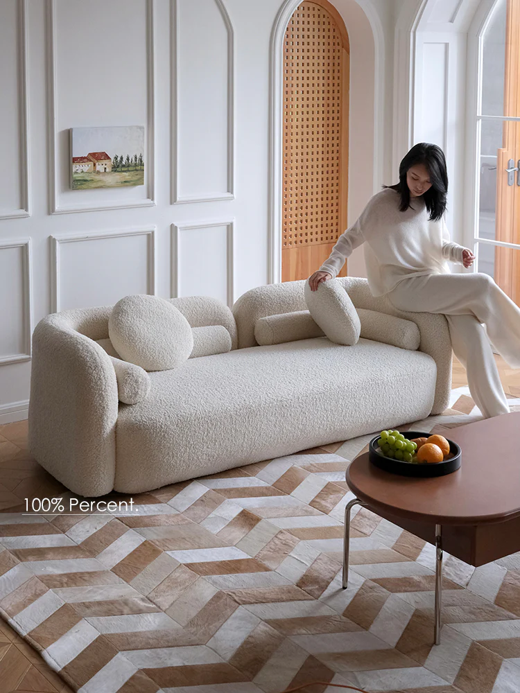 CP111 - Q1 Grade Danish Cowhide! French Herringbone Fishbone Splicing Rice Brown Two-color Carpet Living Room Bedroom