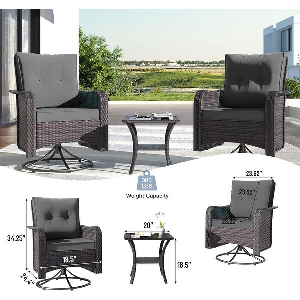 Patio Furniture Sectional Sofa Set,PE Rattan Swivel Rocking Chairs Patio Conversation Set