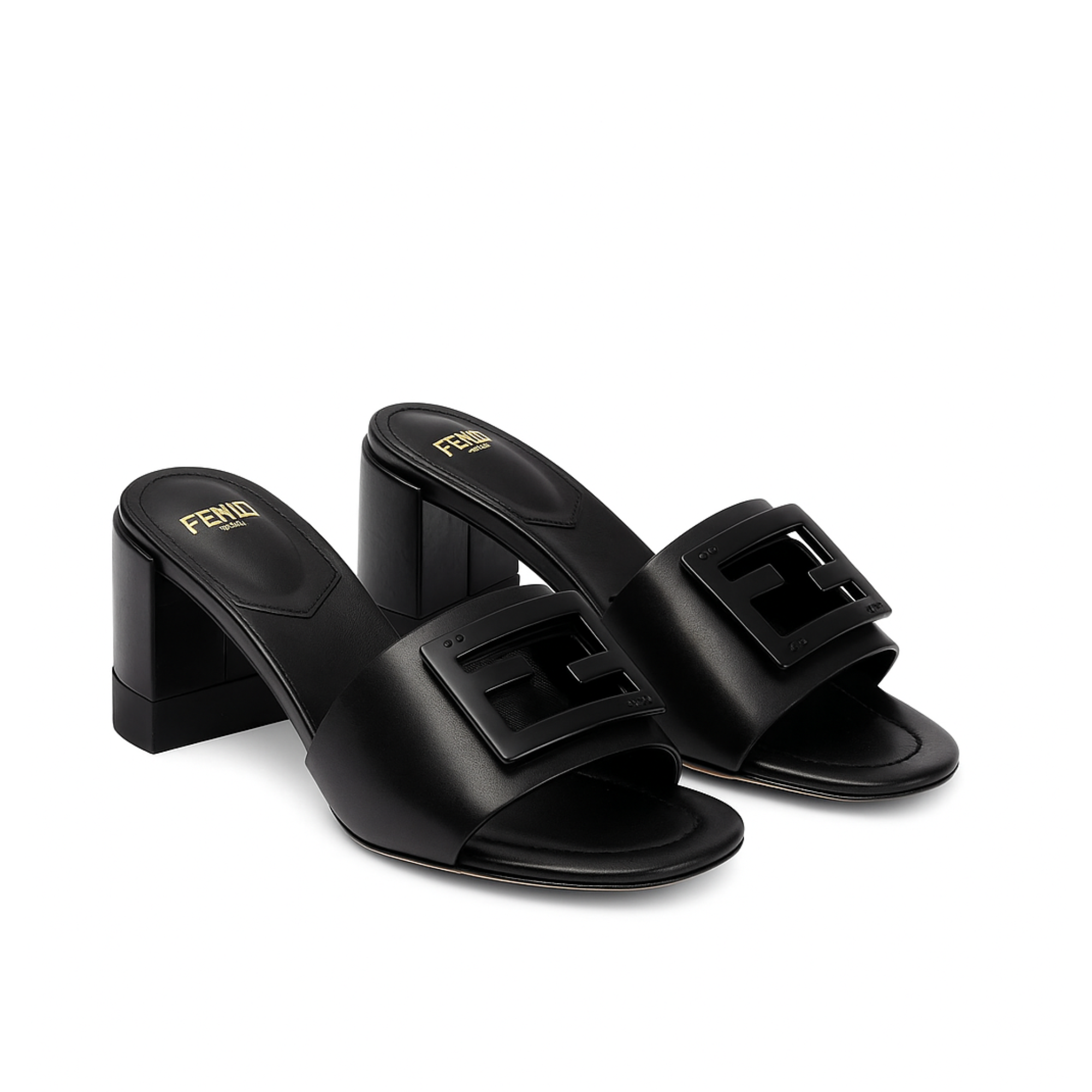 Fendi Signature Leather High Heel Black