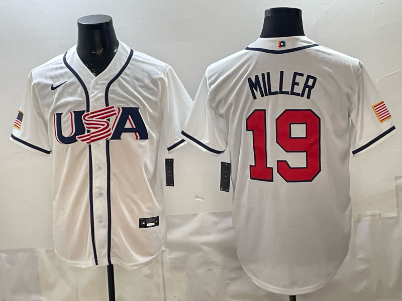 Men's USA Baseball Mason Miller #19 White 2026 World Baseball Classic Stadium Jersey