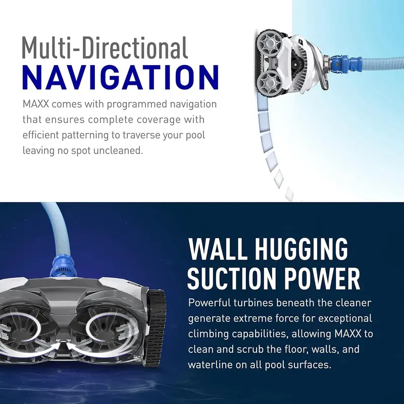 Smart Suction-Side Automatic Pool Cleaner – Halo Navigation Tech, Energy-Saving Debris Removal for All In-Ground Pool Types