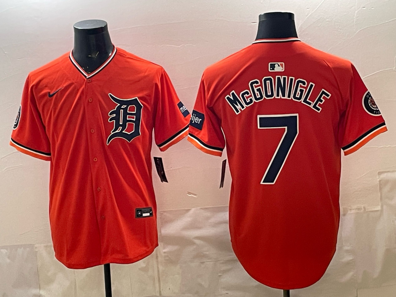 Men's Detroit Tigers Kevin McGonigle #7 Orange Alternate Stadium Jersey