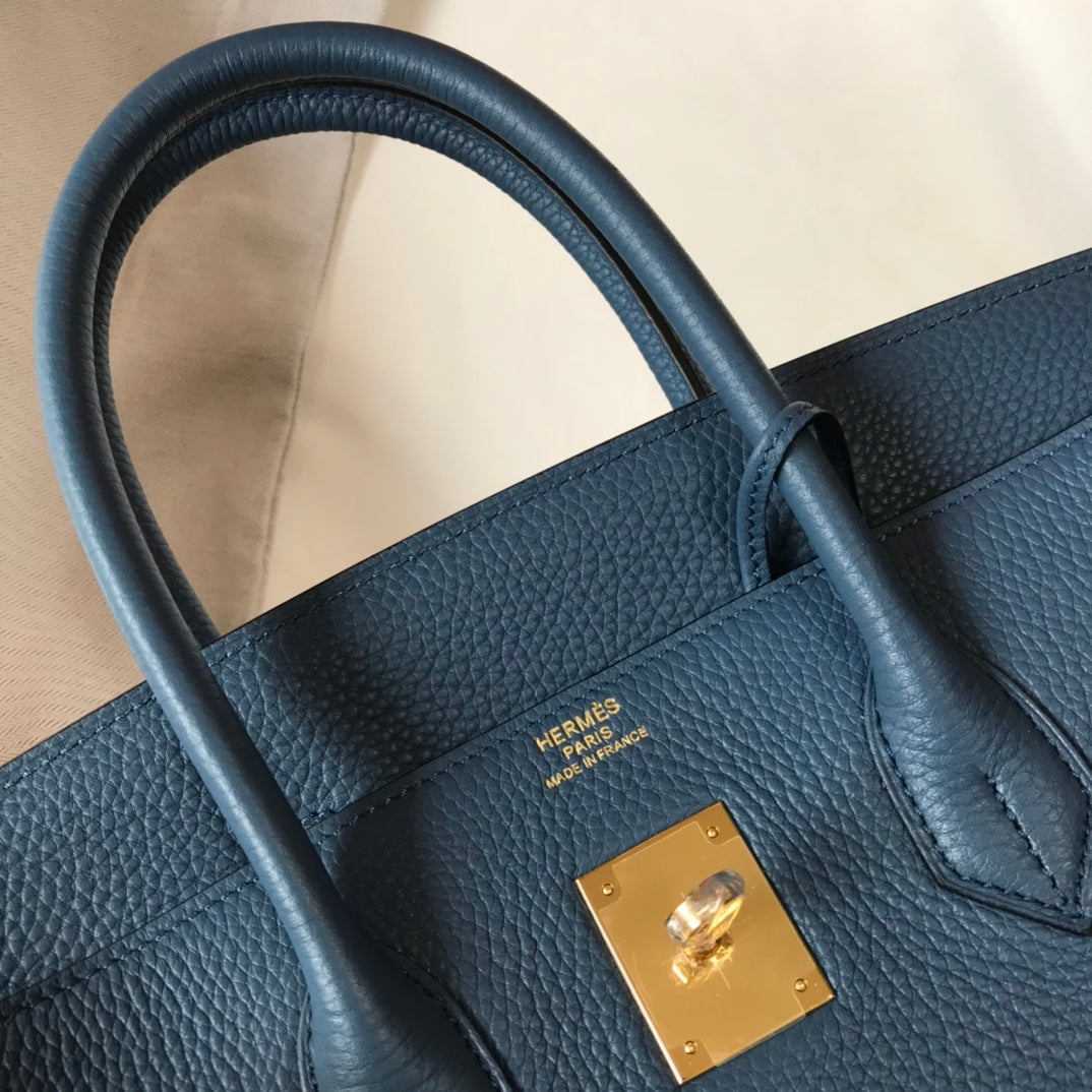 Hermes Birkin 35Cm Bag Azure Togo Gold Hardware