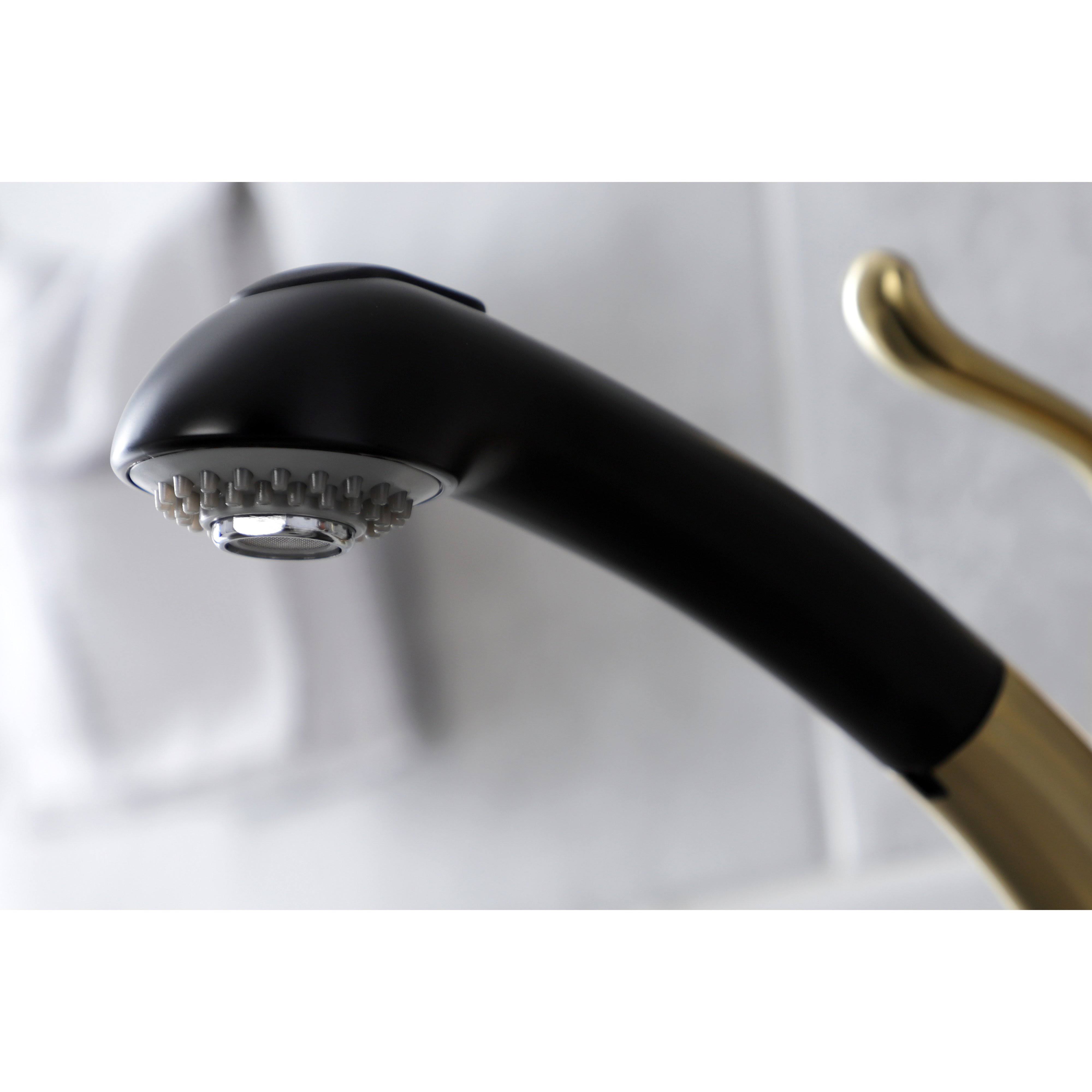 Kingston Brass KB5700YL Yosemite Single-Handle Pull-Out Kitchen Faucet Matte Black