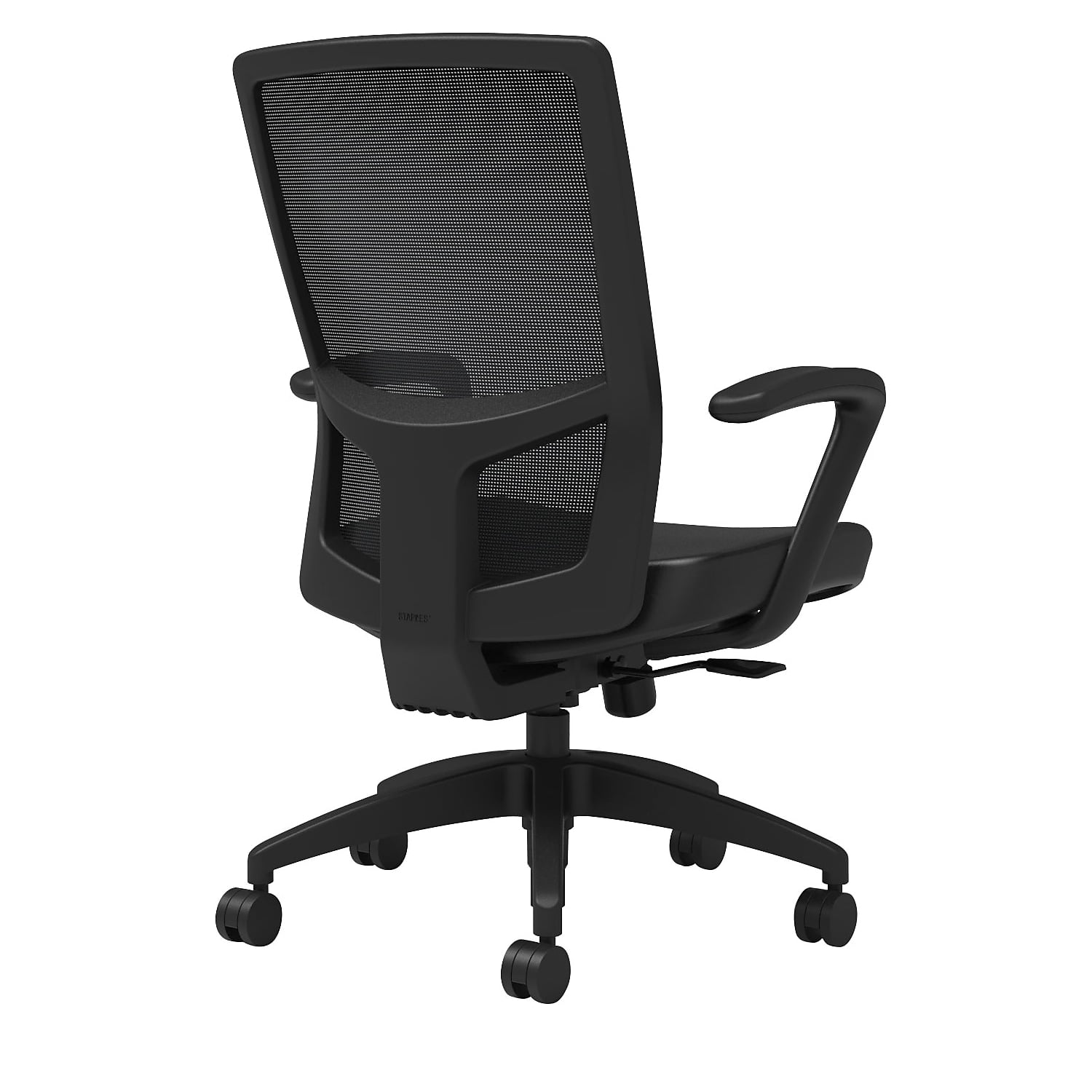 Union & Scale Vinyl Task Chair Black Integrated Lumbar Fixed Arms 52321