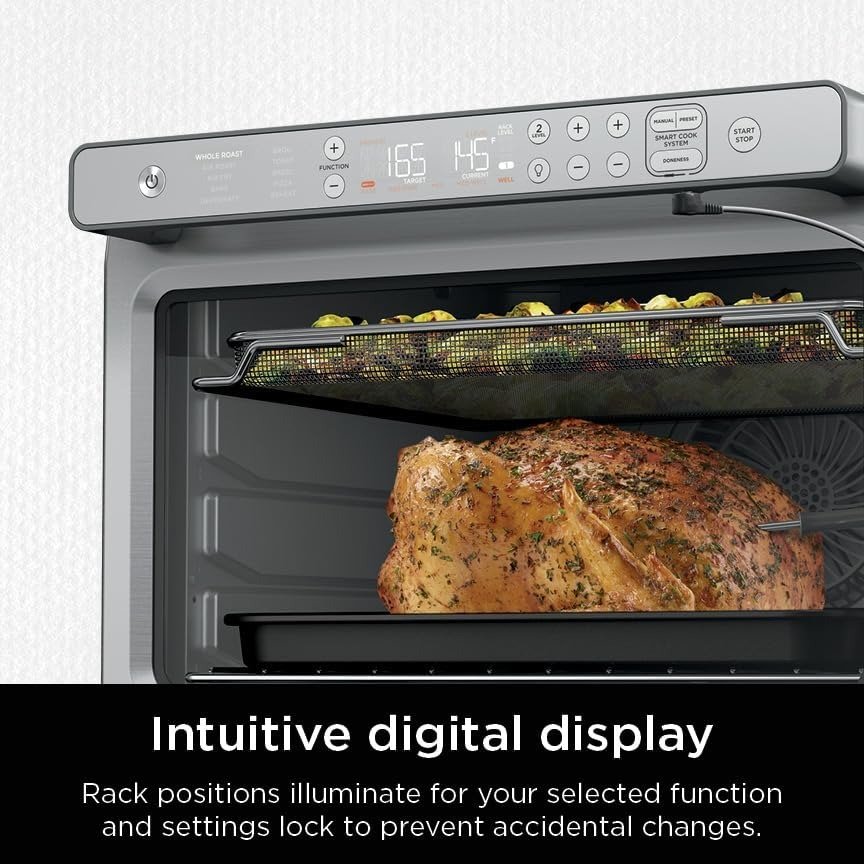 10-in-1 Air Fry Digital Countertop Convection Toaster Oven with Air Fry, Air Roast, Broil & Bake, Pro Cook Thermometer, 1800 Watts, Stainless Steel