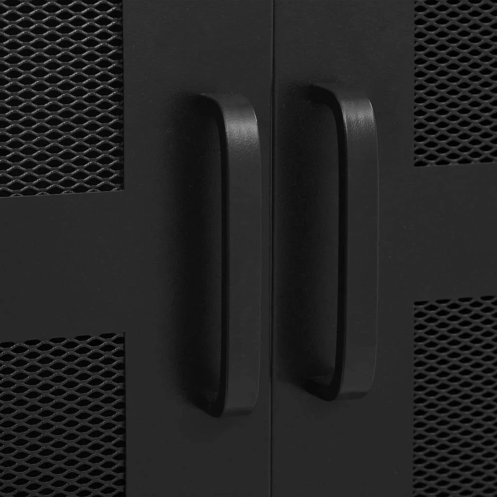 vidaXL Office Cabinet with Mesh Doors Industrial Black 29.5