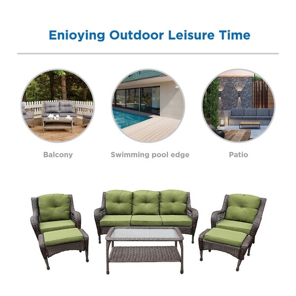 6piece Resin Wicker Patio Furniture Conversation Set with High Back