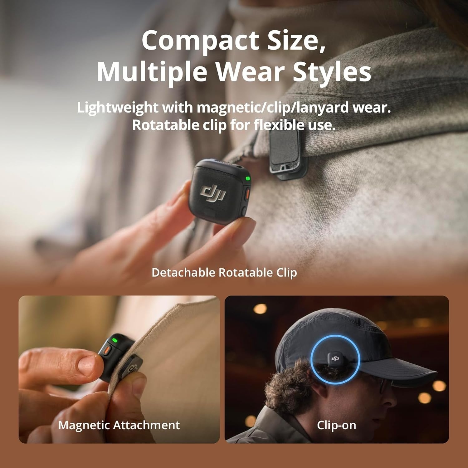 Wireless Microphone, Ultralight, Adaptive Gain Control for Balanced Volume, Dual Band Anti-Interference, 28hrs Use, Vlog(2 TX + 1 RX + Charging Case)