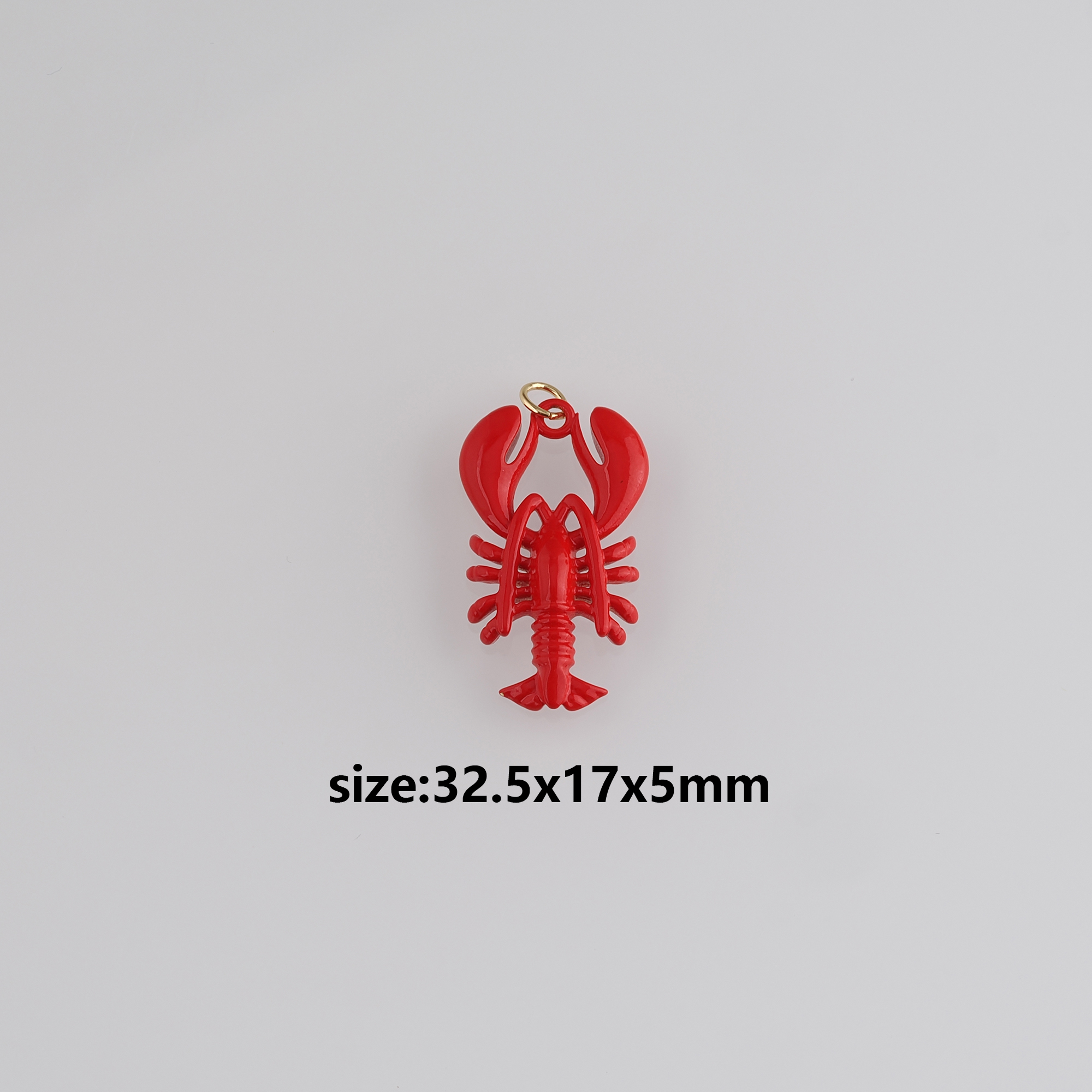 18K Gold Filled Crayfish Pendant,Enamel Marine Life Charm Earrings Necklace for DIY Jewelry Making Supply