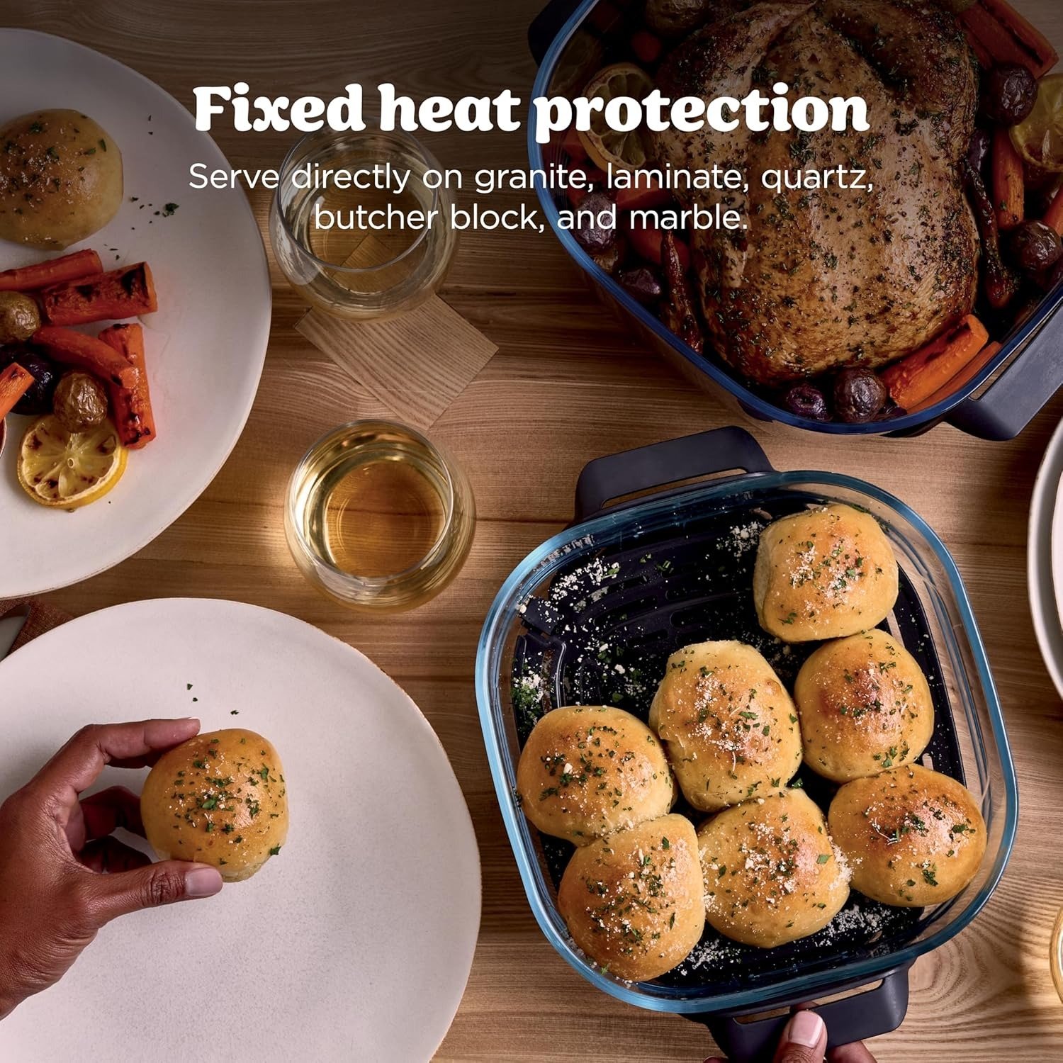 6-in-1 Glass Air Fryer | 450°F, Nontoxic, 6qt & 2.5qt Containers & Lids | Microwave, Freezer, Dishwasher Safe | Max Crisp, Air Fry, Bake, Roast, Recrisp, Dehydrate