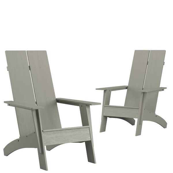 Modern Dual Slat Back Adirondack Style Chairs (Set of 2)