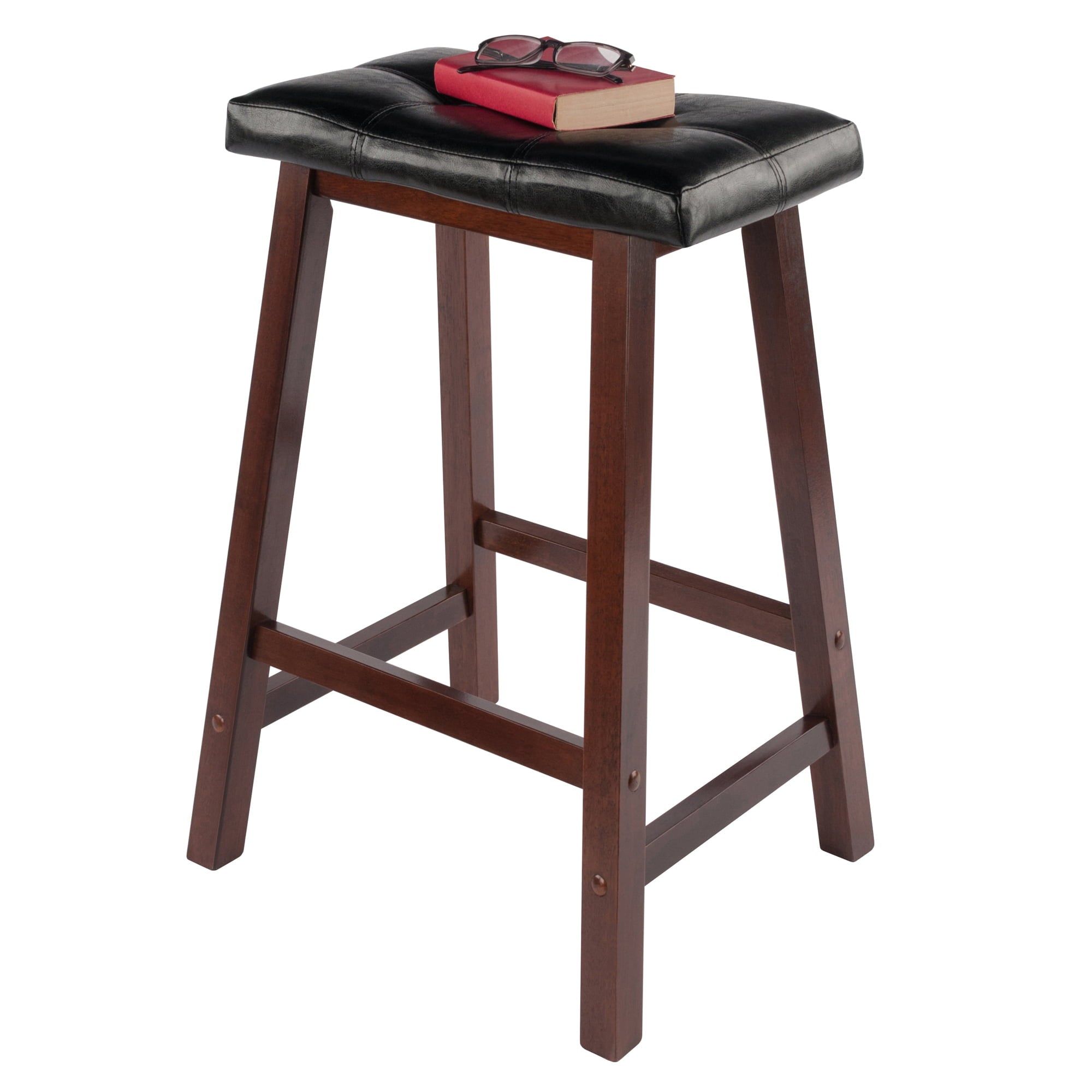 Winsome Wood Mona Cushion Saddle Seat Counter Stool and Walnut