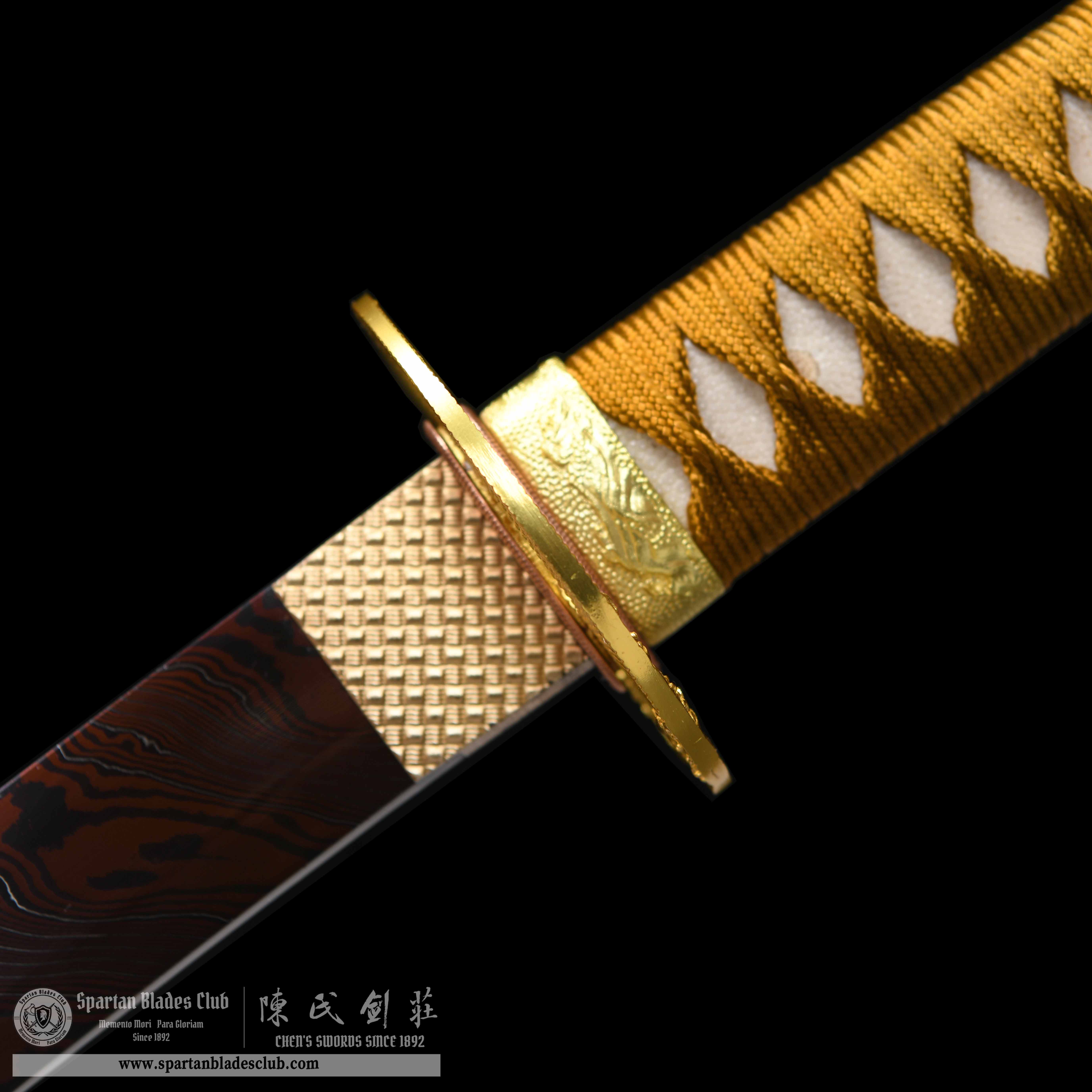 HY153 | Ryūkin Mon'en | Katana | carbon steel | Red&Golden | Battle-Ready | Full-tang | Spartan Blades Club | CHEN'S SWORDS 1892 - Spartan Blades Club - 陳氏劍莊1892