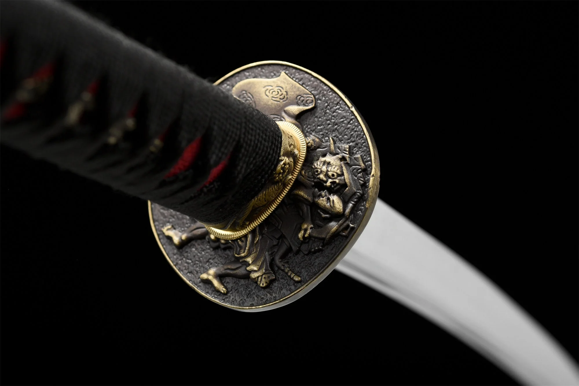 Black & Red Katana – T10 Clay Tempered, Full Tang
