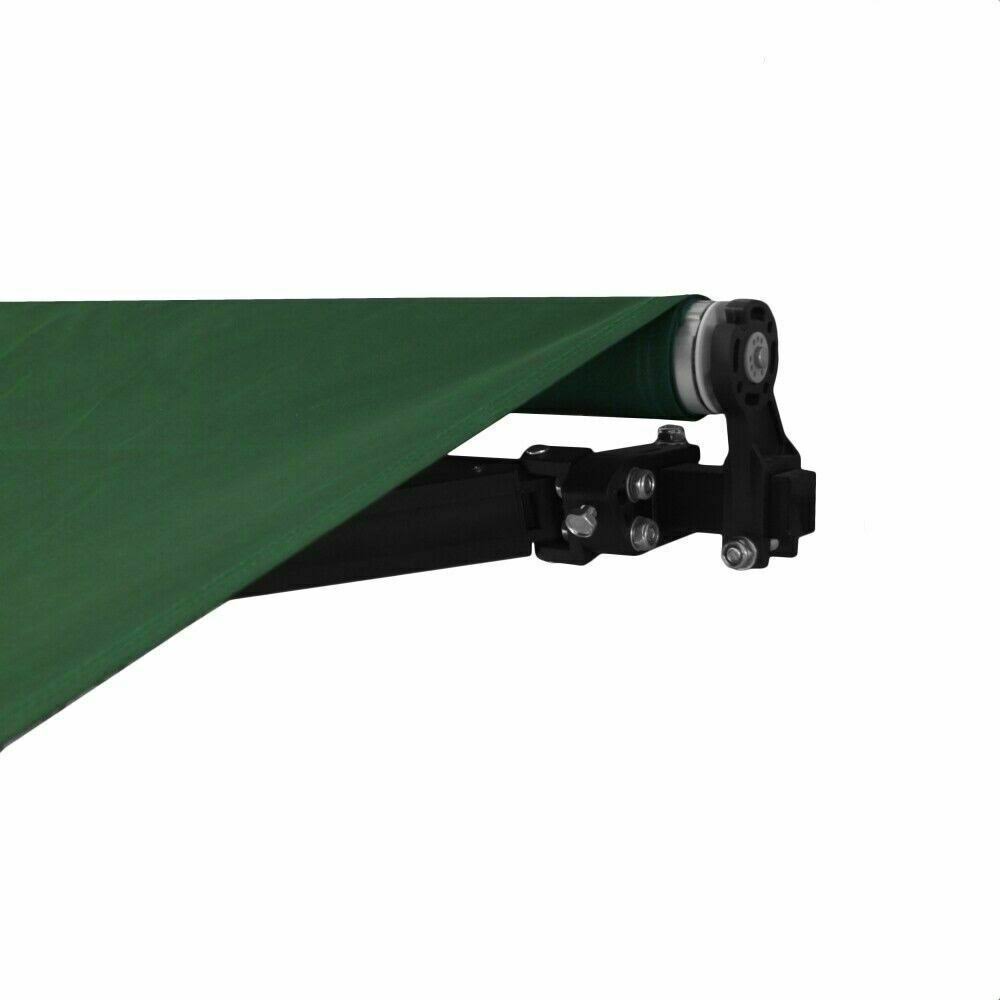 Aleko AB12X10GREEN39 12 x 10 ft. Black Frame Retractable Home Patio Canopy Awning Green