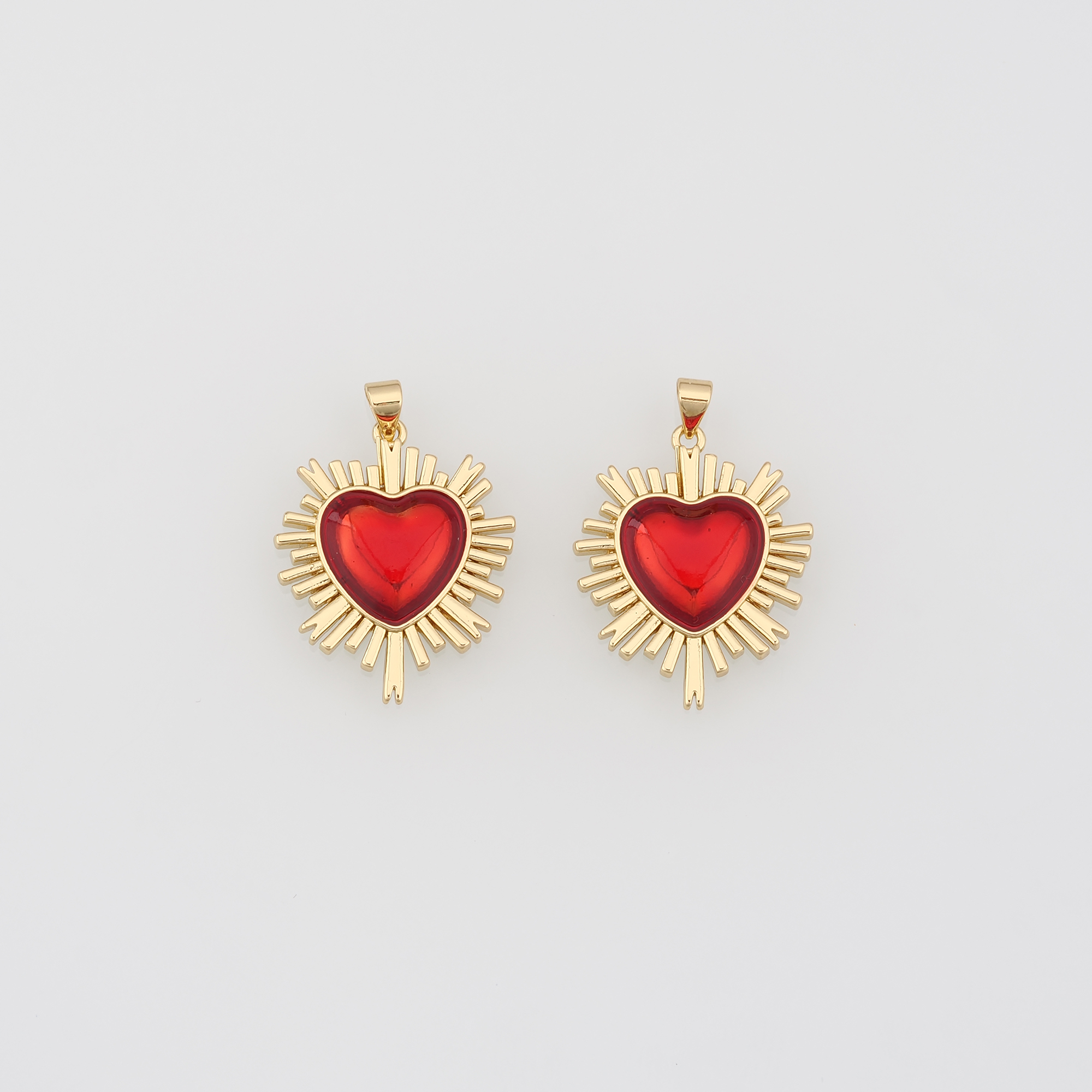 18K Gold Filled Heart Pendant,Enamel Heart Charm Earrings Necklace for DIY Jewelry Making Supply